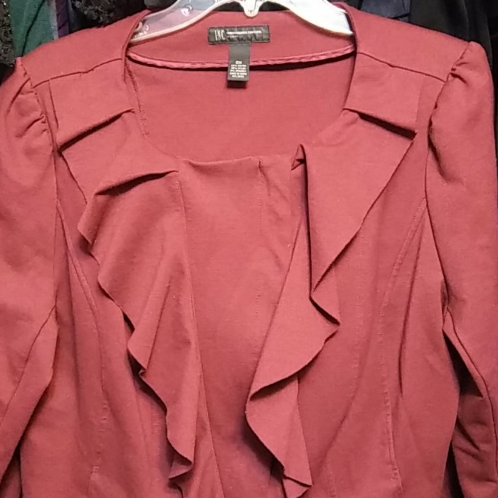 Once ruffle zip top with stretch PLUS 0X